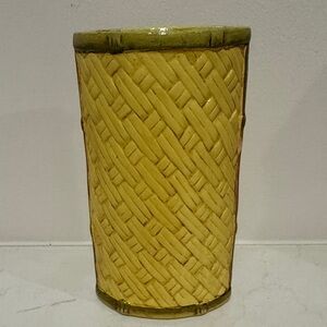 Woven Pattern Yellow Vase